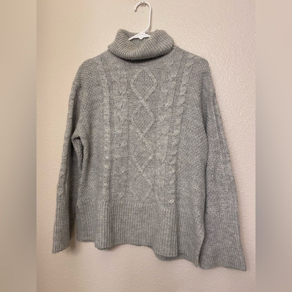 Gap gray Cable turtleneck chunky wool alpaca blend oversized sweater S